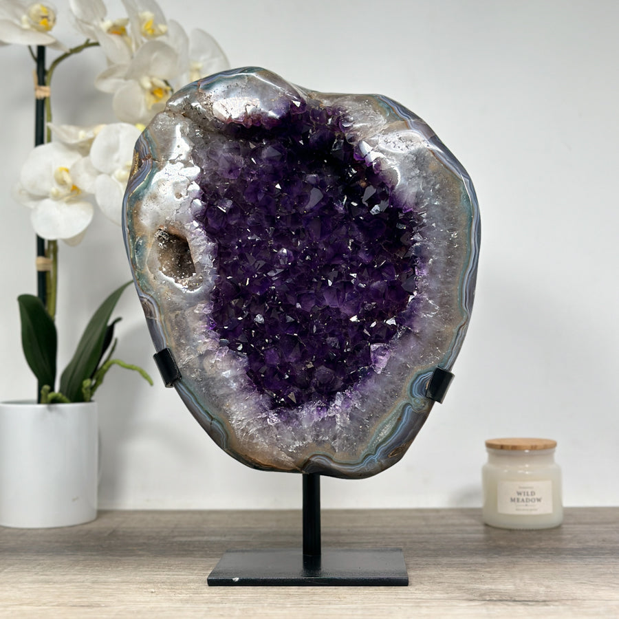 Natural Uruguayan Amethyst Geode with agate Shell - MWS1265