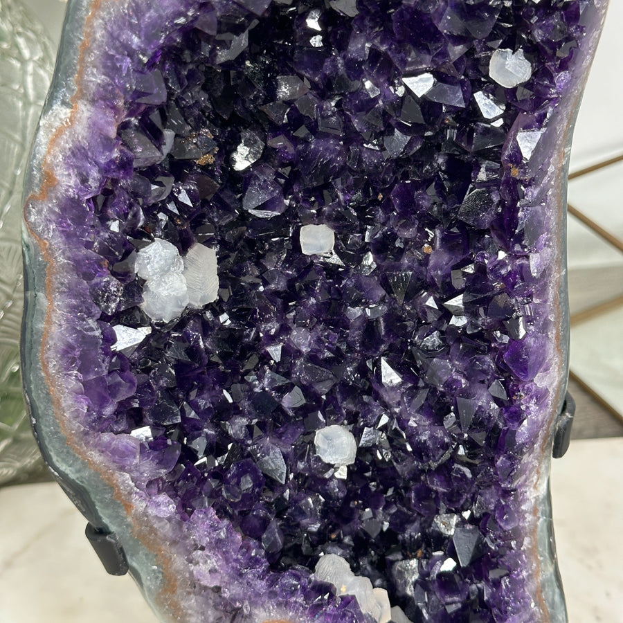 Huge Deep Purple Amethyst Formation - Metallic Stand Included - MWS0898