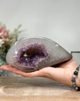 Stunning Amethyst & Quartz Stone Geode: An Eye-Catching Piece for Energy and Aesthetics - AMGE0170