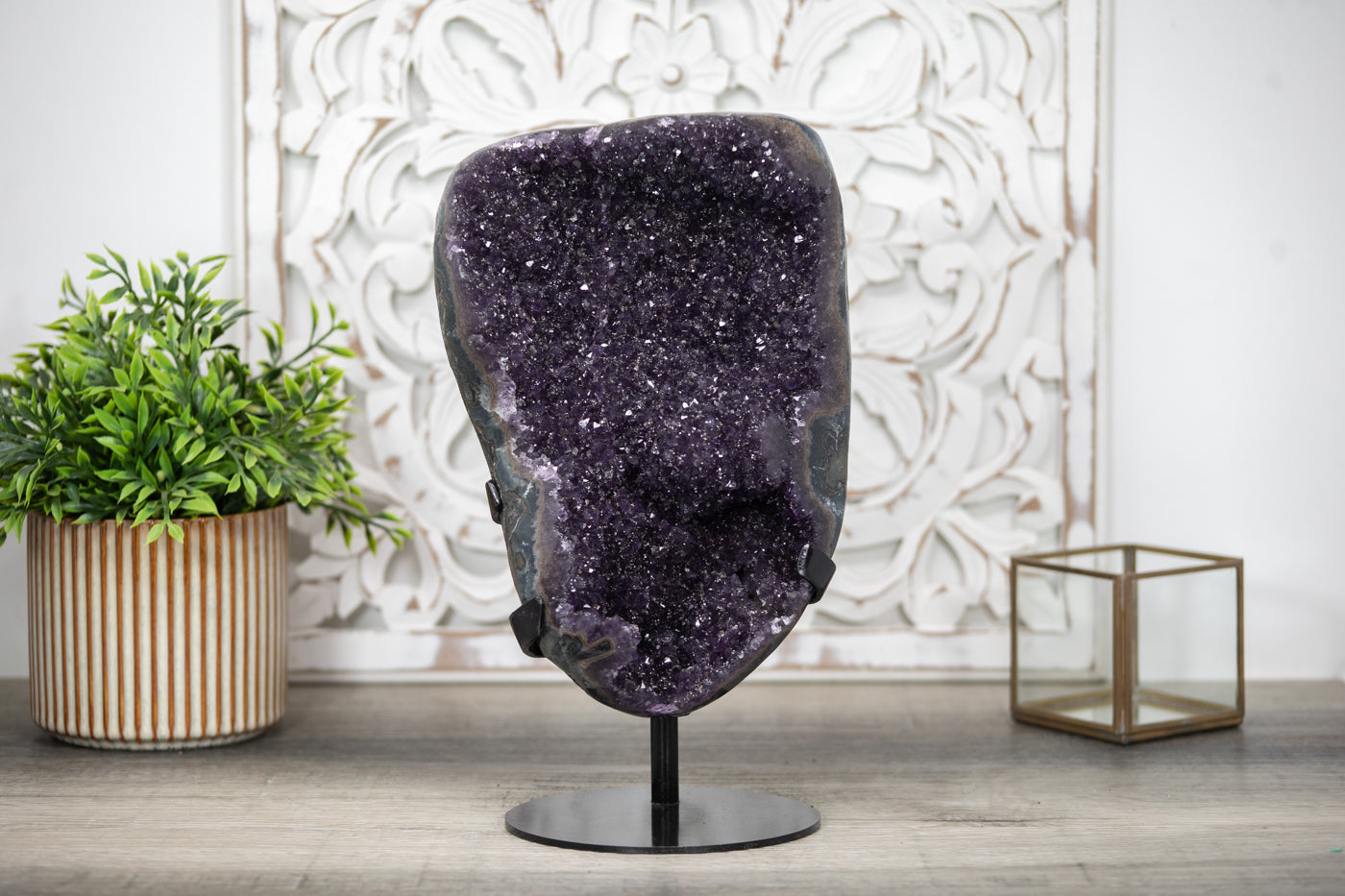 Amethyst with Hematite &amp; Druzzy Quartz - Energize and Balance Your Space - MWS0333