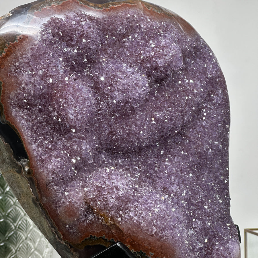 Huge Natural Lavander Amethyst cluster with beautiful Agate Shell - AWS1448