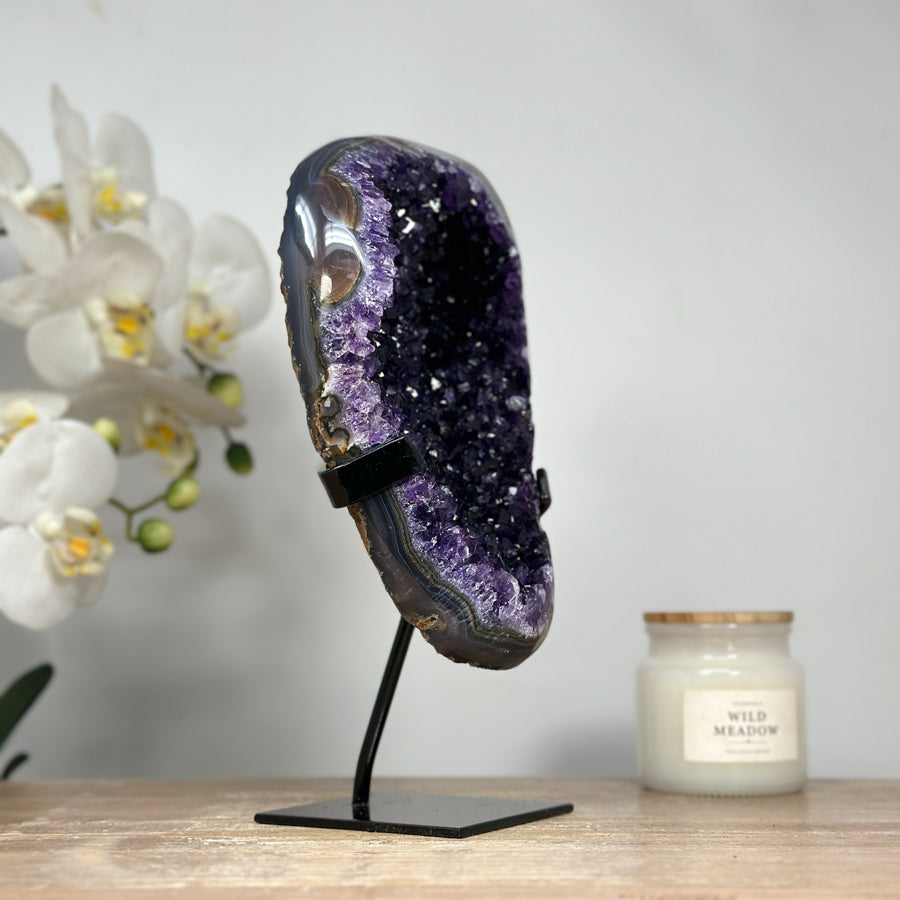 Natural Uruguayan Amethyst Geode with Agate Shell - MWS1605