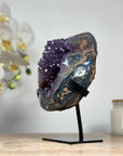 Beautiful Amethyst Crystal Geode wiith Metallic Stand - MWS1604