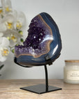 Stunning Amethyst, Jasper and Agate Geode - Metallic Stand Included - MWS1696