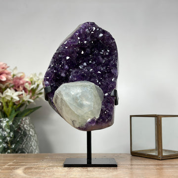 Huge Natural Calcite on Amethyst Matrix, Ready to Display Specimen - MWS1012