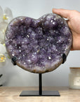 Large Amethyst Heart Carving with Metal Stand - HST0229