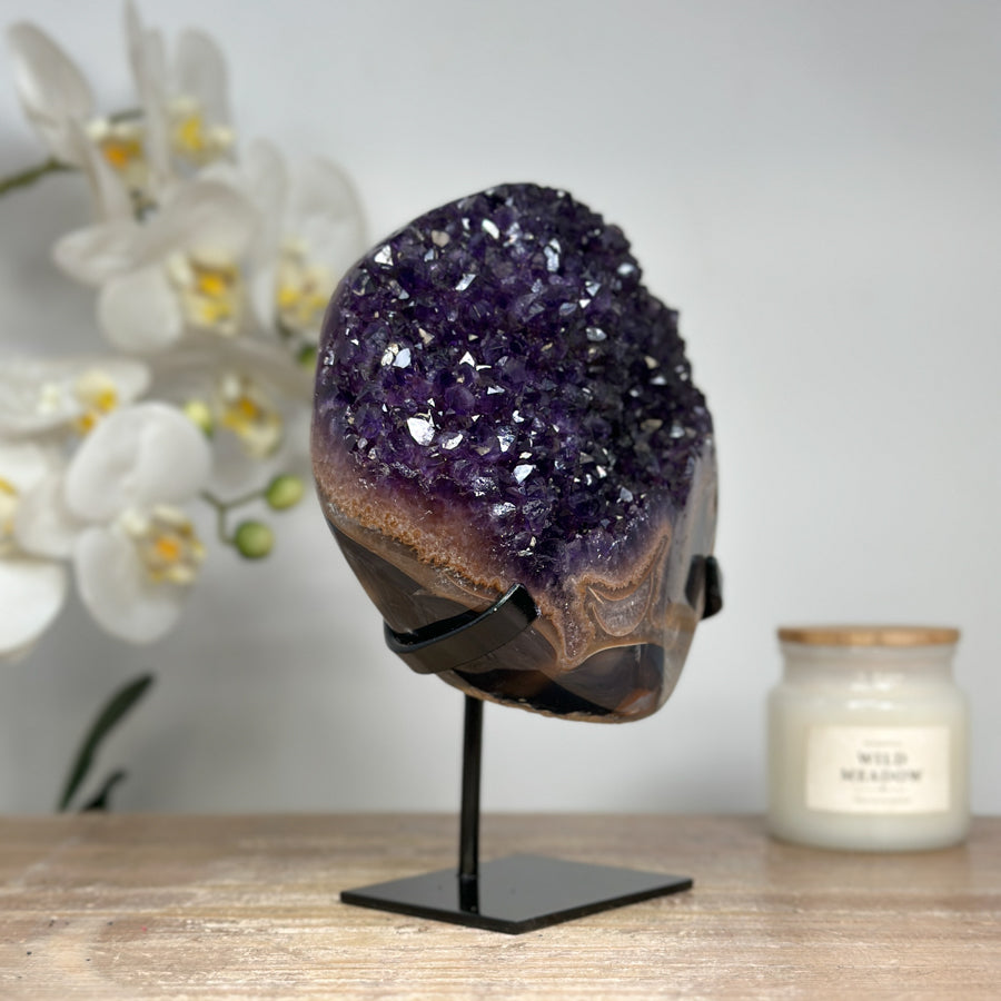 Natural Deep Purple Amethyst &amp; Jasper Crystal Cluster - MWS1693