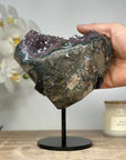 Natural Amethyst Geode, Metallic Stand Included - MWS1396