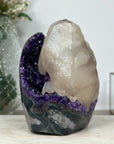 Huge Natural Calcite Spcimen on A Grade Amethyst Cluster - CBP1069