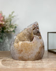 Yellow Sugar Quartz Druzy Geode - FST0114