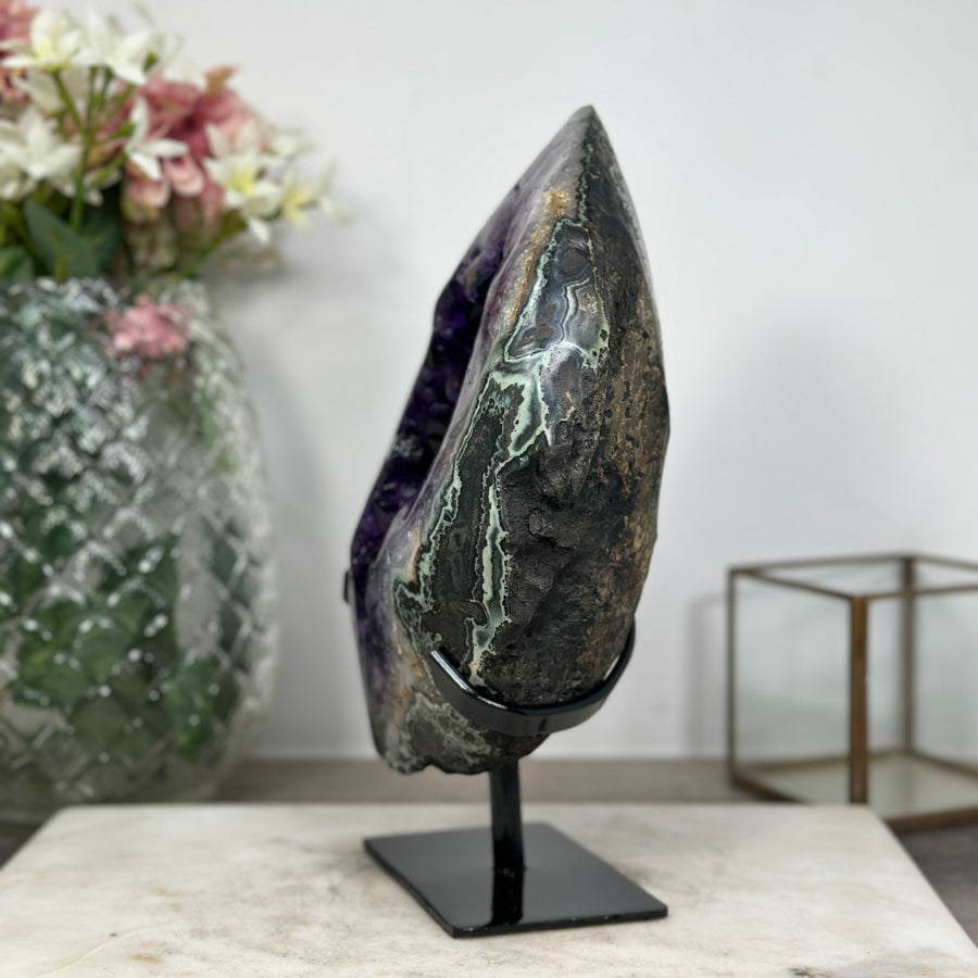 Outstanding Huge Amethyst Geode with Green Jasper Shell - AWS0582