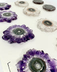 Unique Amethyst, Jasper & Quartz Stalactite Slices Set - Natural Crystal for Handmade Jewelry - STS0004