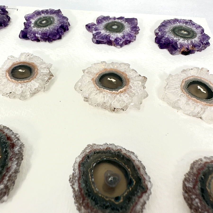 Unique Amethyst, Jasper &amp; Quartz Stalactite Slices Set - Natural Crystal for Handmade Jewelry - STS0004