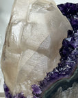 Huge Natural Calcite Spcimen on A Grade Amethyst Cluster - CBP1069