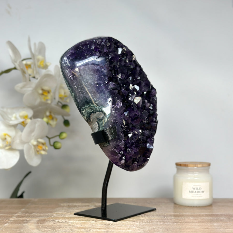 AAA Grade Natural Amethyst Cluster with Metal Stand - MWS1736