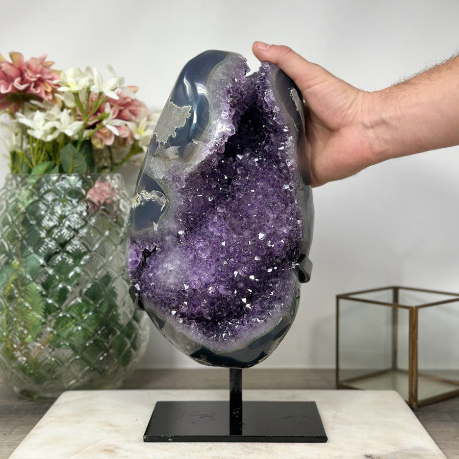 XXL Beautiful Amethyst &amp; Agate Natural Geode - Perfect Home Centerpiece - MWS0919