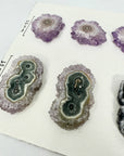 Unique Amethyst & Green Jasper Stalactite Slices Set - Natural Crystal for Handmade Jewelry - STS0030