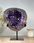 Beautiful Uruguayan Amethyst Geode with Blue Banded Agate Shell - MWS1662