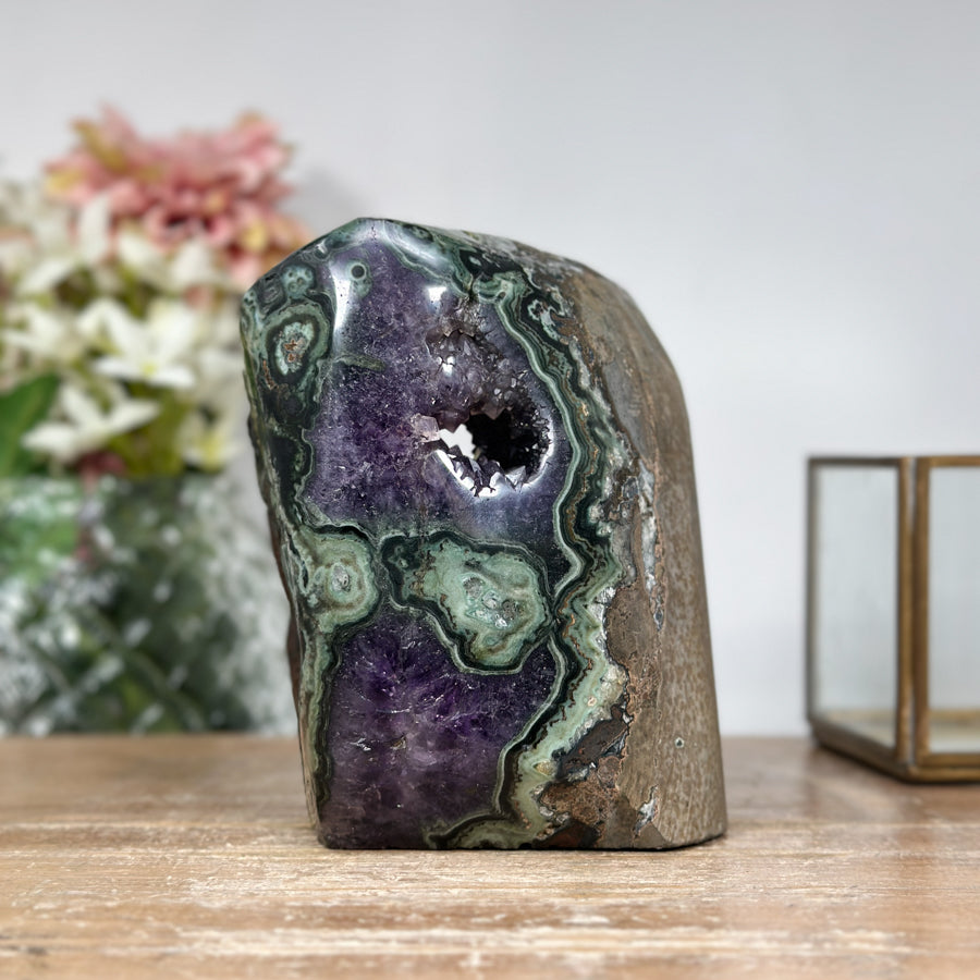 Top Quality Natural Amethyst Crystal Cave Self Standing Centerpiece - CBP1055