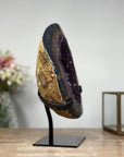 Beautiful Agate & Amethyst Stone Cave, Metallic Stand Included - MWS0932