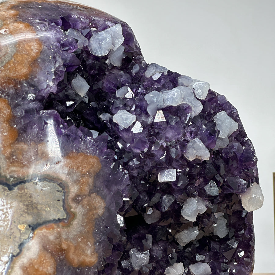 Unique Natural Amethyst and Jasper Stone Cathedral with Calcite Crystals - CBP0608