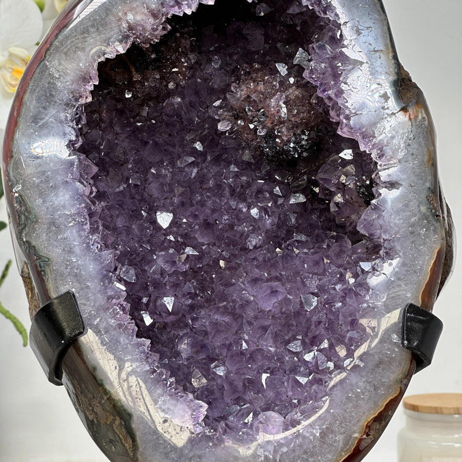 Large Natural Amethyst Geode with Agate Shell - MWS1669