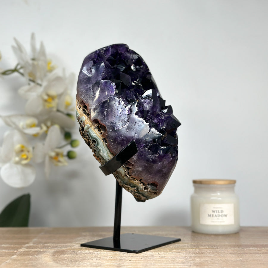 Uruguayan Amethyst &amp; Jasper Cluster with Huge Deep Purple Crystals - MWS1523