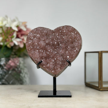 Pink Tone Amethyst Stone Heart Carving - HST0200