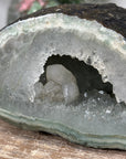 Natural Quartz & Green Jasper Stone Geode: A Tranquil Addition for Harmony and Decor - AMGE0171