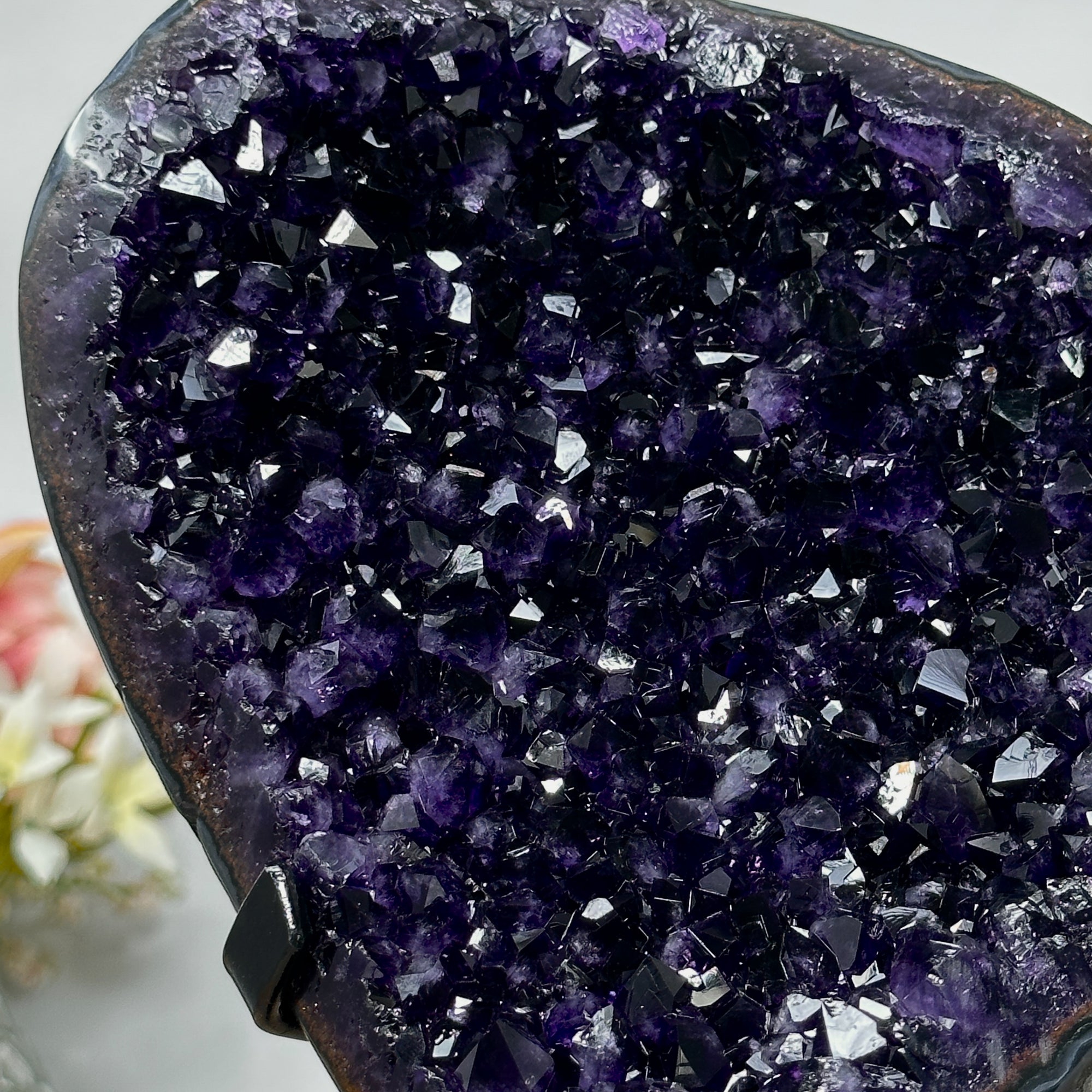 Stunning Amethyst Geode with Blue banded Agate Shell, Great for Spiritual Growth and Balance - MWS0957