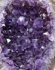 Stunning Natural Amethyst Geode with Deep Purple Crystals, Metallic Stand - Perfect for Meditation or Elegant Home Display - MWS1632