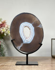 Charming Blue Banded Agate Portal, Metallic Stand Included, Perfect for Gifting to Crystal Lovers - MWS0960