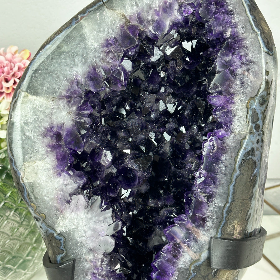 Deep Purple Large Amethyst Geode with Large &amp; Shinny Crystals - AWS0800