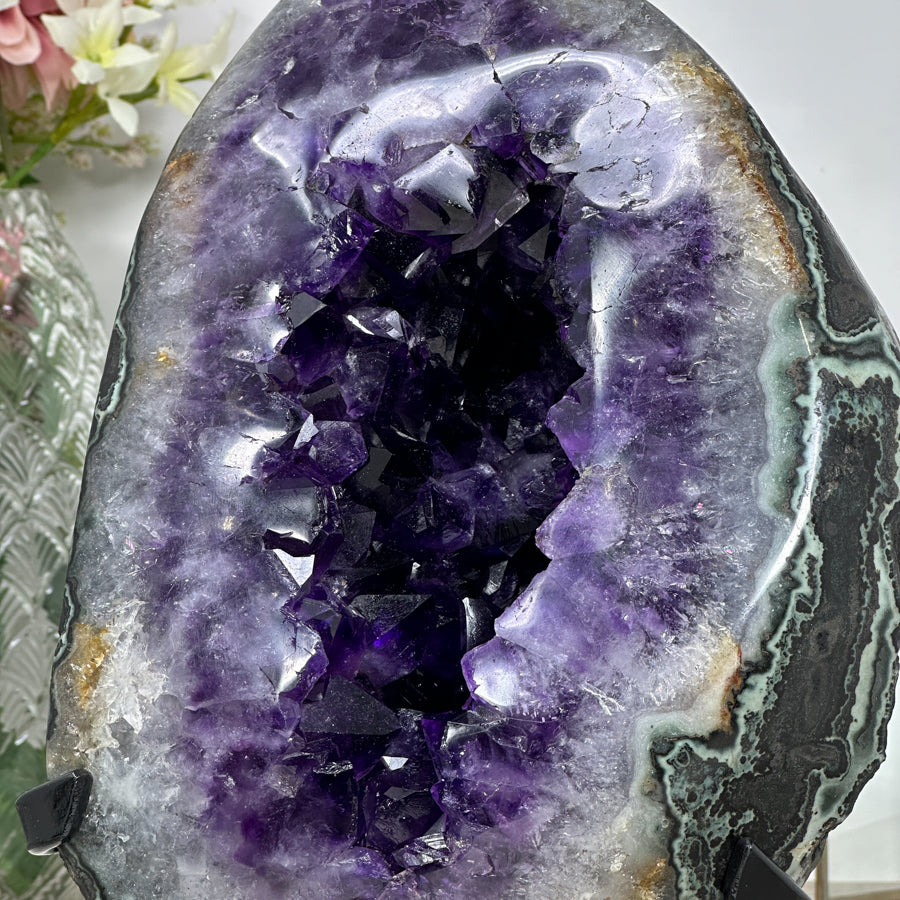 Outstanding Huge Amethyst Geode with Green Jasper Shell - AWS0582