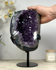 Natural XXL Agate & Amethyst Geode, Metallic Stand Included - MWS1452