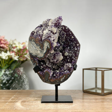 Natural Amethyst Formation Full of Rare Calcites - MWS0999