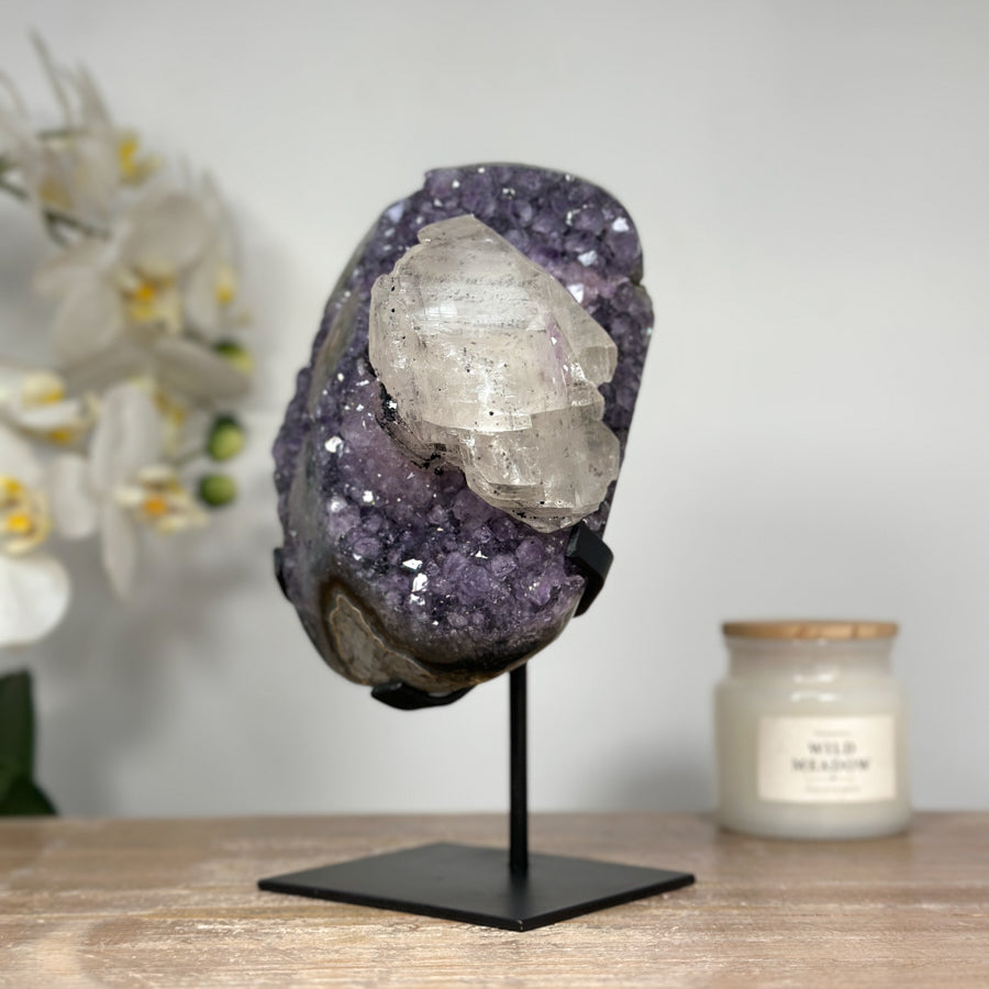 Natural Amethyst Cluster with Calcite Formation - MWS1341