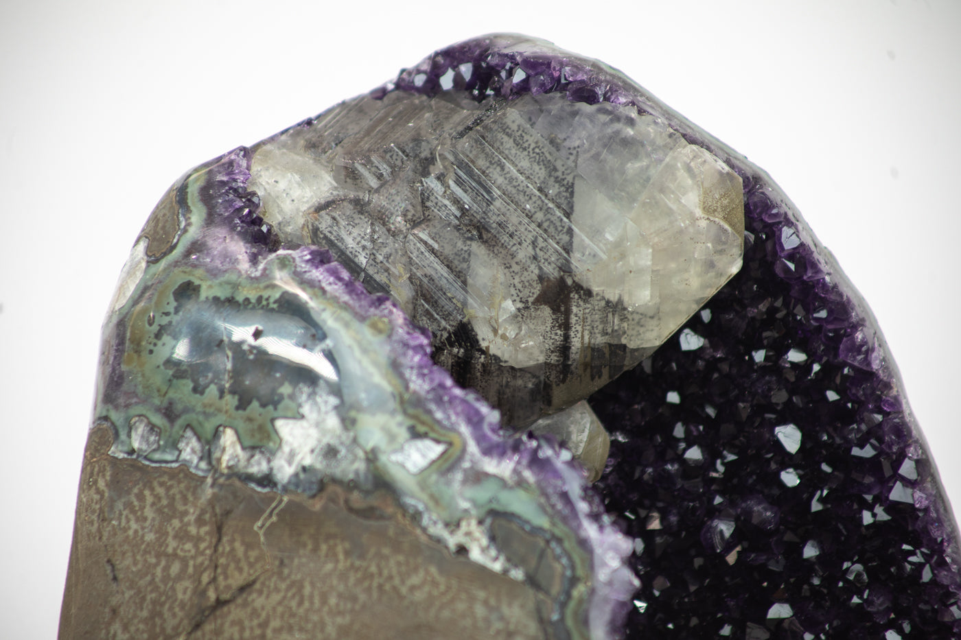 Uruguayan Amethyst Large Geode with Unique Calcite Inclusion - MWS0366