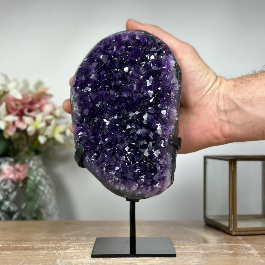 Natural Amethyst Cluster Specimen, Deep Purple &amp; Shinny Crystals - MWS0925