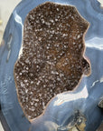 Unique Blue Banded Agate Geode with Sparkling Quartz Druzy, Metallic Stand Included - Ideal for Office Decor - MWS1633