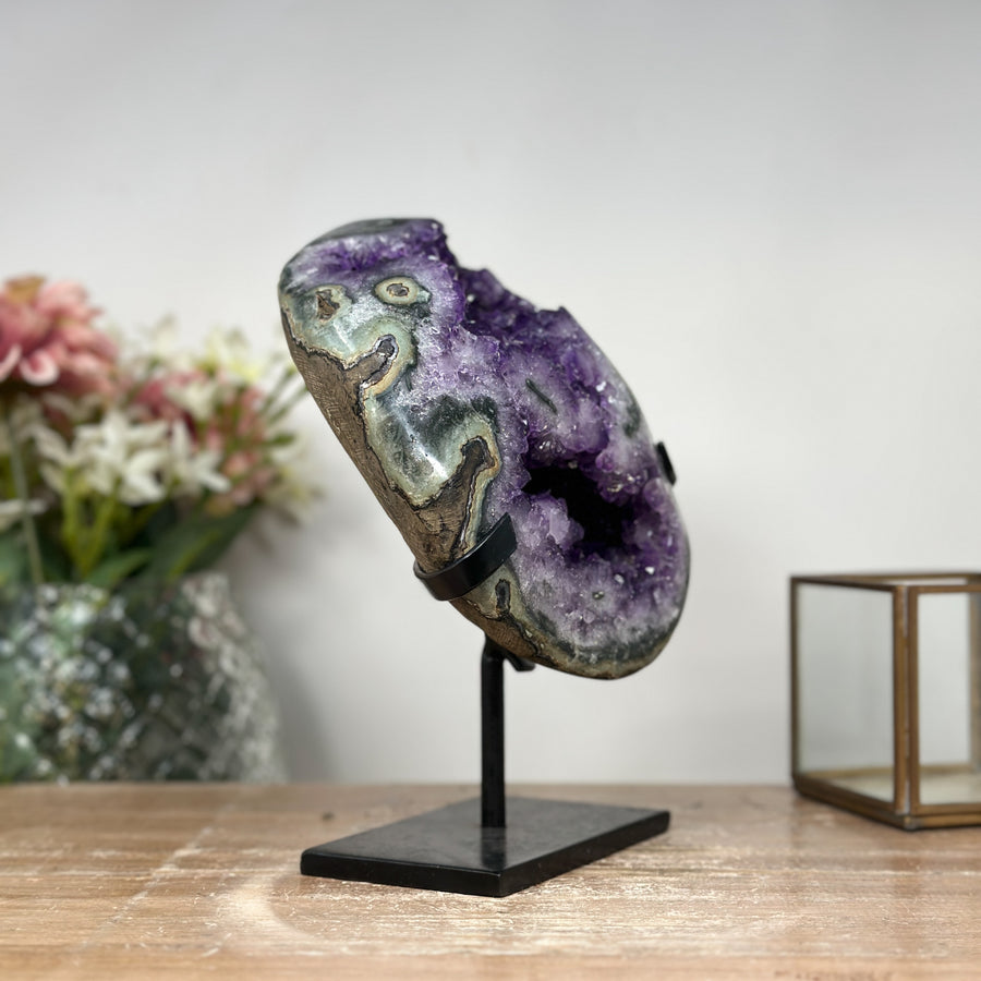 Natural Amethyst Geode with Green Jasper Shell - AWS1074