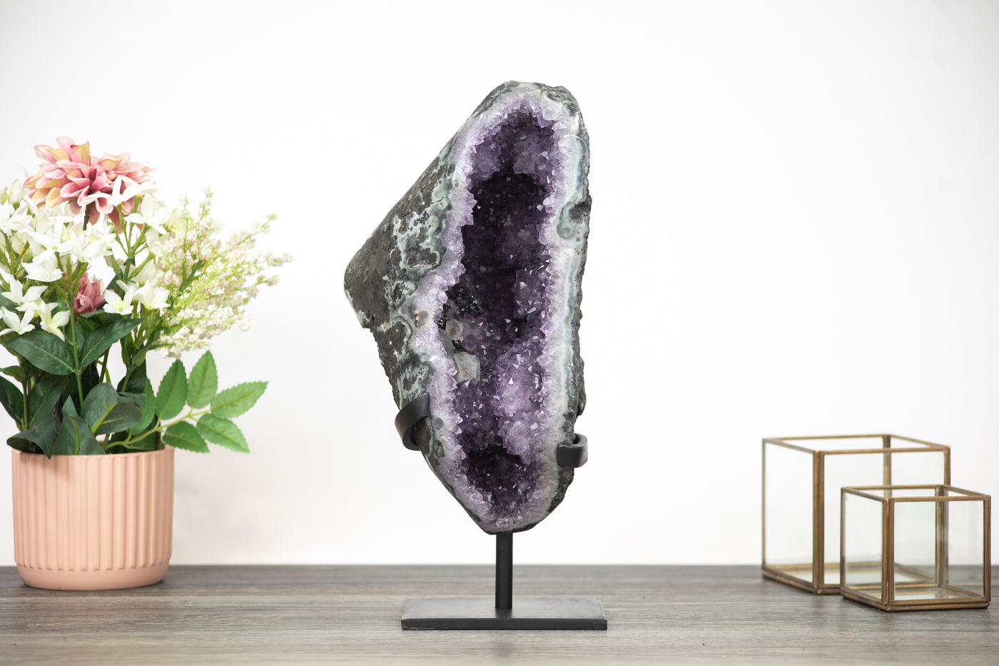 Stunning huge Natural Amethyst &amp; Green Jasper Geode from Uruguay - MWS0369