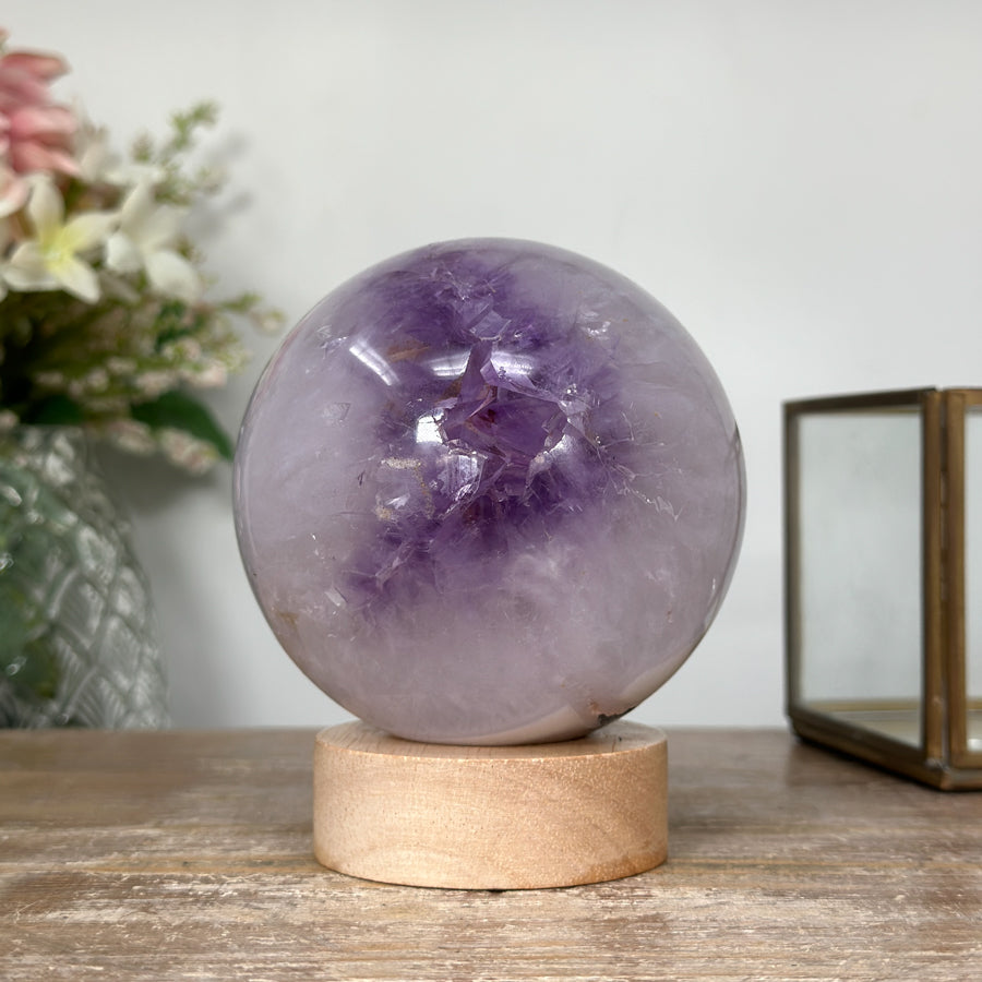 Natural Amethyst Sphere with Led light – Perfect for Feng Shui and Energy Cleansing