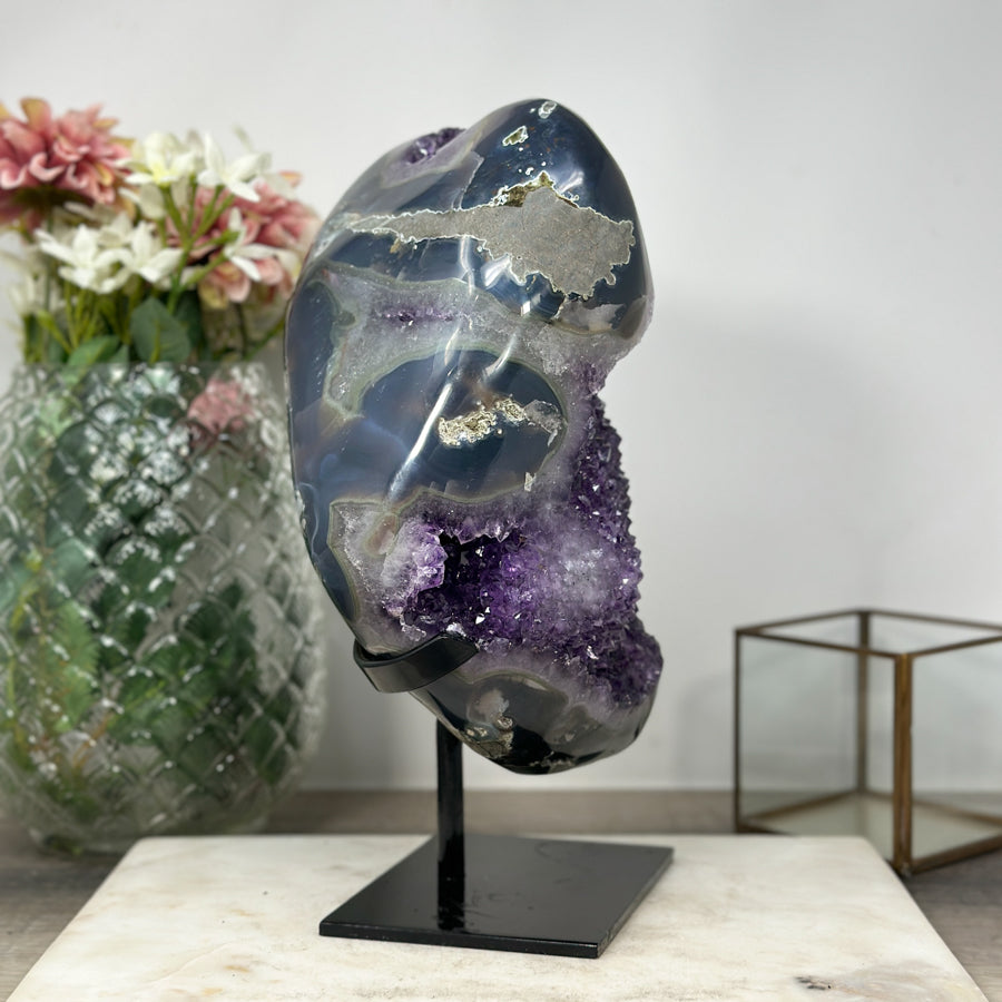 XXL Beautiful Amethyst &amp; Agate Natural Geode - Perfect Home Centerpiece - MWS0919