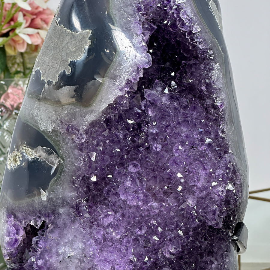 XXL Beautiful Amethyst &amp; Agate Natural Geode - Perfect Home Centerpiece - MWS0919