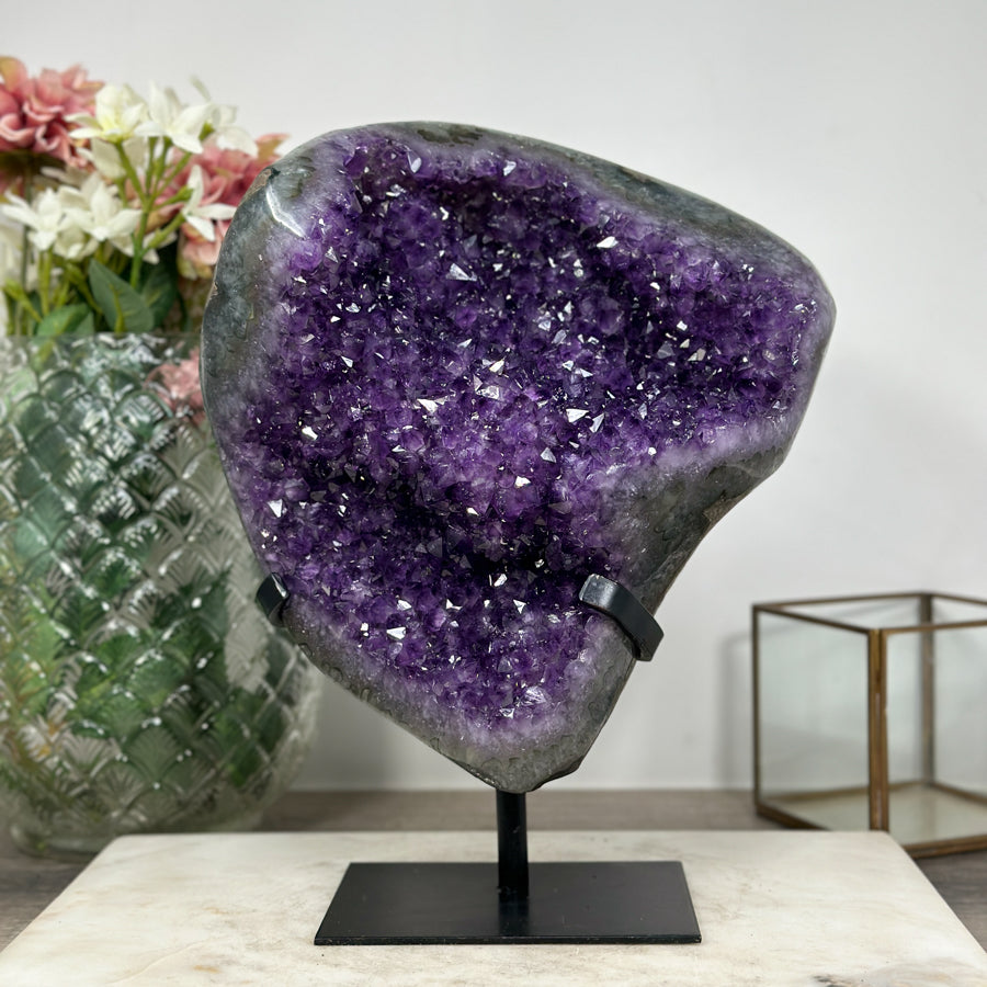 Natural Large Amethyst Cluster Geode with Shinny Crystals - AWS1417