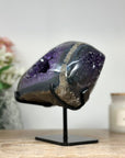 Natural Blue Agate & Amethyst Geode with Handmade Metallic Stand - MWS1552