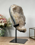 Gorgeous Natural Druzy Quartz Geode on Metal Stand - Sparkling Home Decor - MWS0893