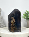 Orange Quartz Druze & Blue Banded Agate Stone Tower  - STP0177