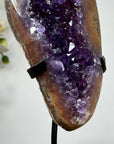 Unique Natural Amethyst Geode with Deep Purple Crystals, Metallic Stand Included - Perfect for Home or Office Display - MWS1631